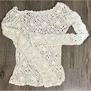 Elegant Cream Crochet Women's Cardigan